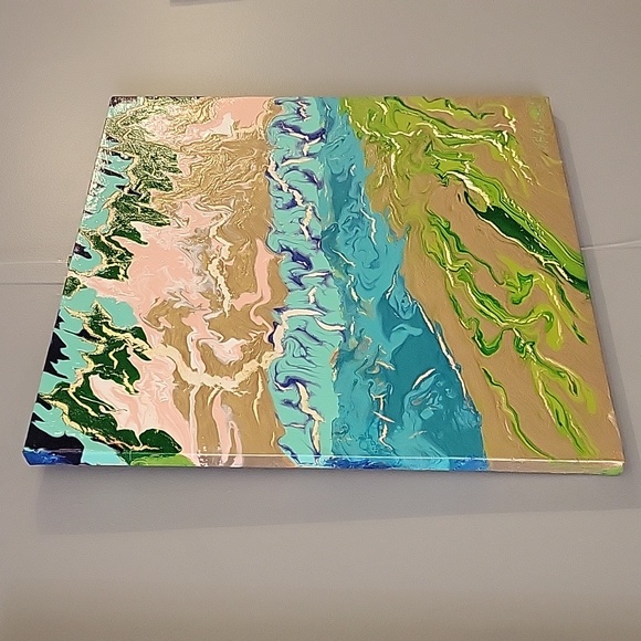 Acrylic Pour Paint on Recycled Canvas - Picture 2 of 4